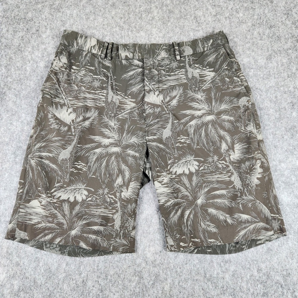 RLX Ralph Lauren Shorts Men Sz 35 Green Jungle Safari Giraffe Palm Tree Tropical